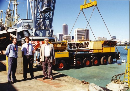 Peter Friedlander, John Carter, Max Whiley arrival of Demag AC615